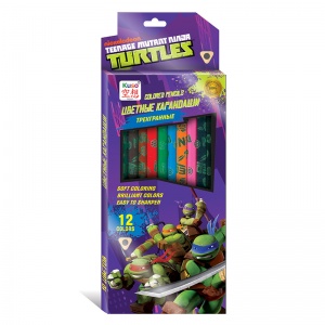 Tribriauniai spalvoti pieštukai &quot;Turtles&quot;, su foliniu pieš. 12 vnt. K10006