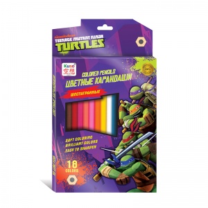 Šešiabriauniai spalvoti pieštukai &quot;Turtles&quot;, 18 vnt. K10003