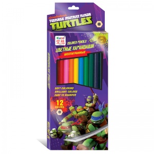 Šešiabriauniai spalvoti pieštukai &quot;Turtles&quot;, 12 vnt. K10002